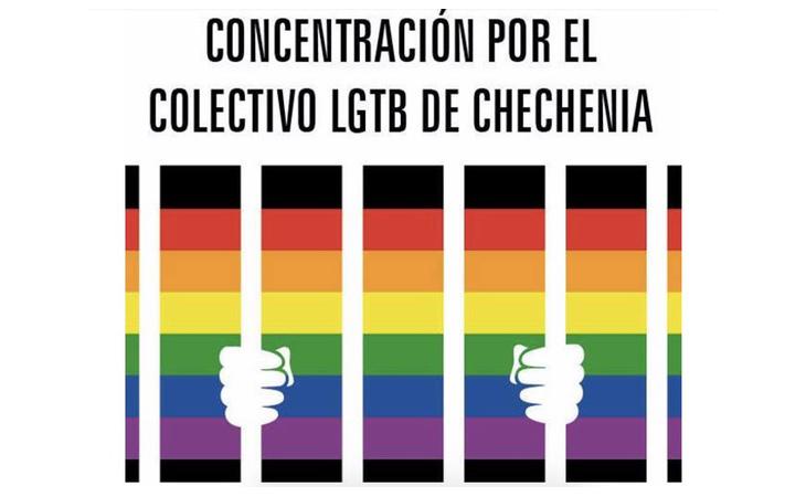 Cartel editado por FELGTB para llamar a la movilización contra el genocidio en Chechenia