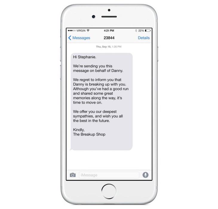 Uno de los SMS que la empresa podría enviar a tu pareja
