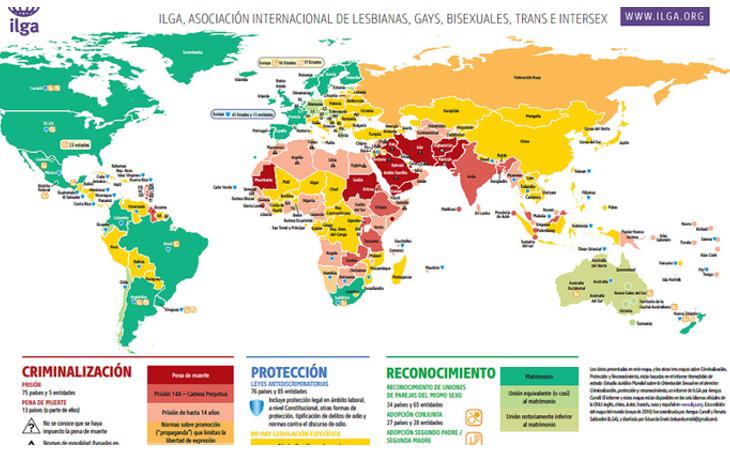 Mapa de la discriminación de la comunidad LGTBI a nivel internacional