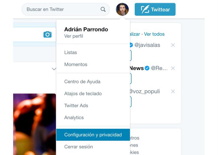 Primer paso a seguir para revertir el permiso concedido a Twitter