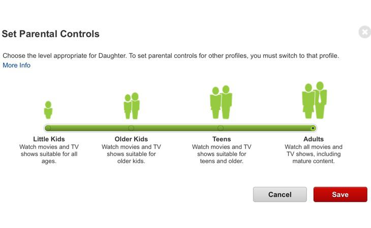 Menú de control parental en Netflix