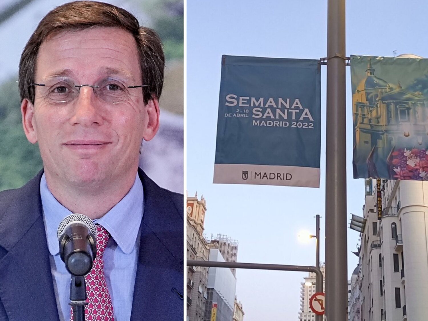 El Ayuntamiento de Madrid cuelga por error los carteles de Semana Santa 2022 en Gran Vía