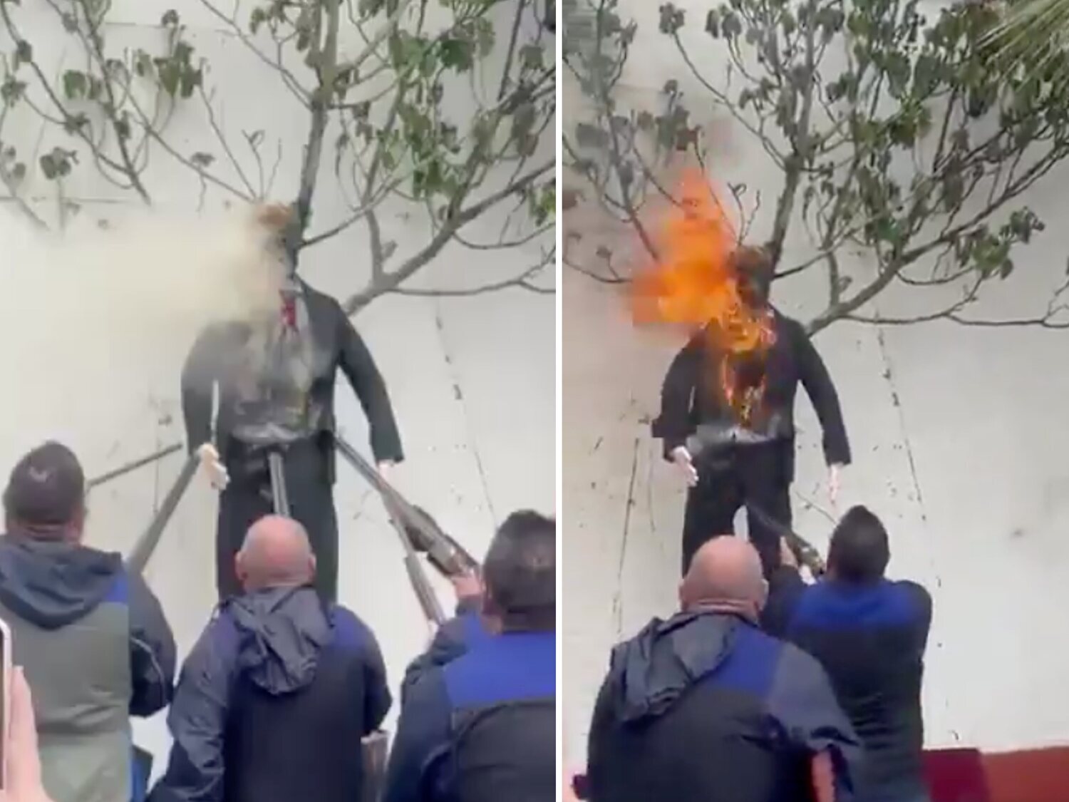 Un pueblo de Sevilla dispara y quema a Trump en su tradicional 'Judas' de Resurrección