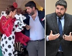 Pillan al presidente de Murcia bailando en la Feria de Abril en plena alerta meteorológica