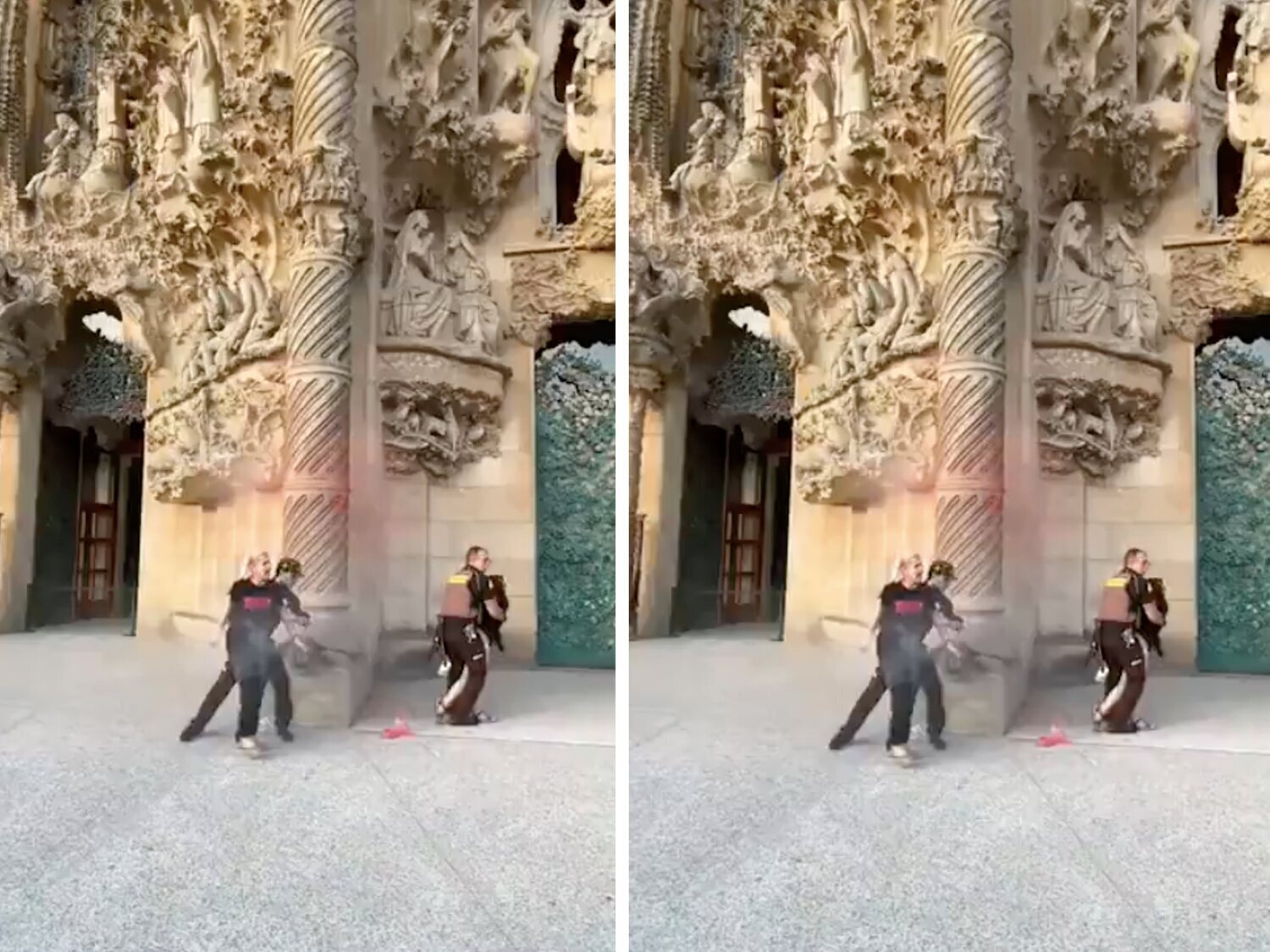 Detenidas dos activistas tras arrojar pintura a la Sagrada Familia por el cambio climático