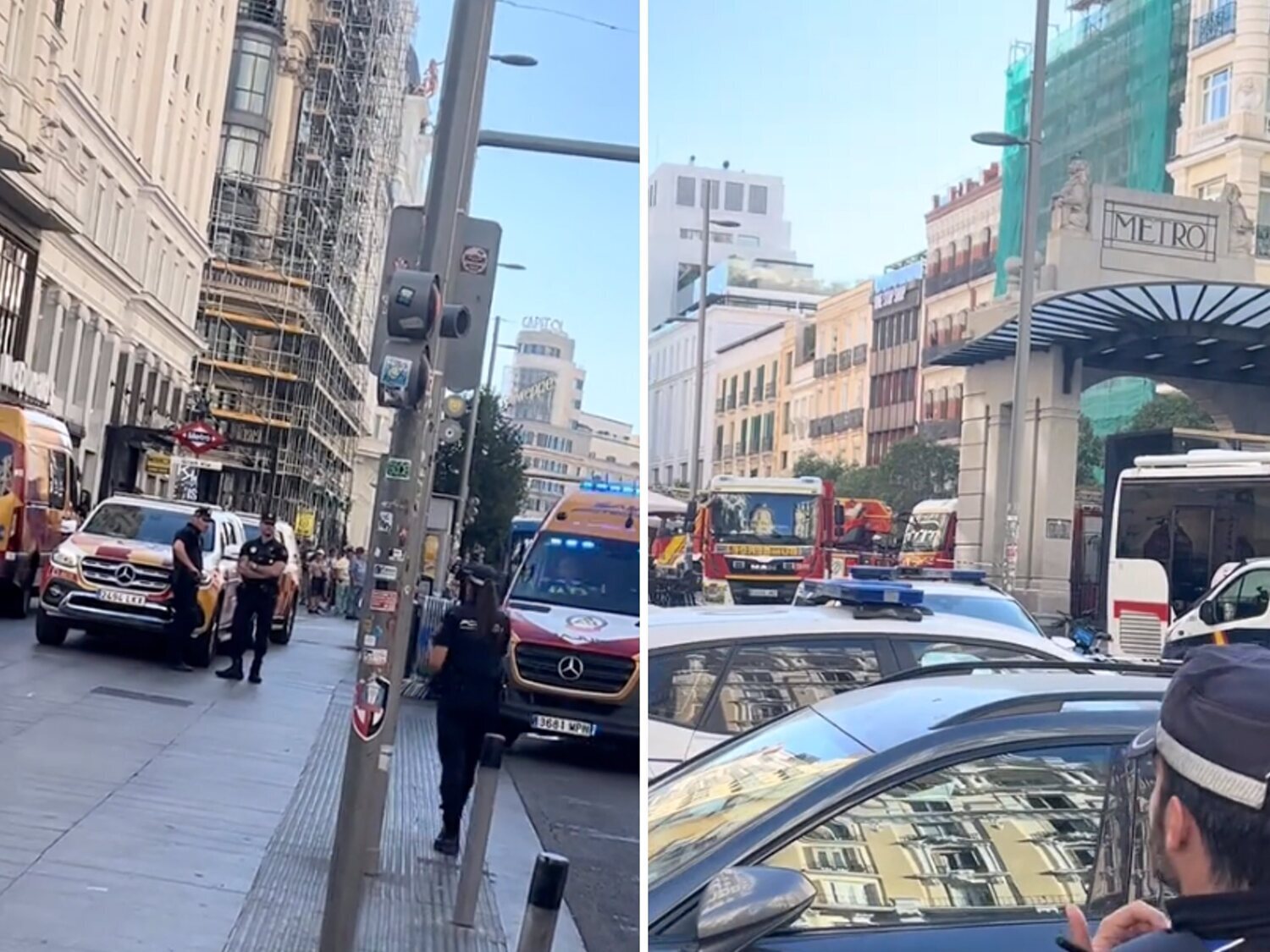 Caos en Madrid: un detenido por amenazar con una explosión en plena Gran Vía