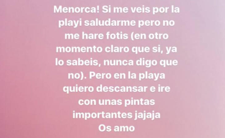 El mensaje que publicó Dulceida en su perfil de Instagram