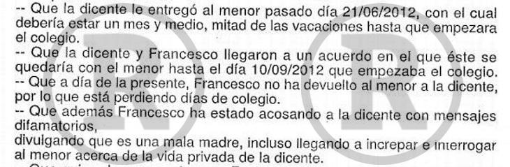 Extracto de la denuncia a la que hemos tenido acceso en exclusiva