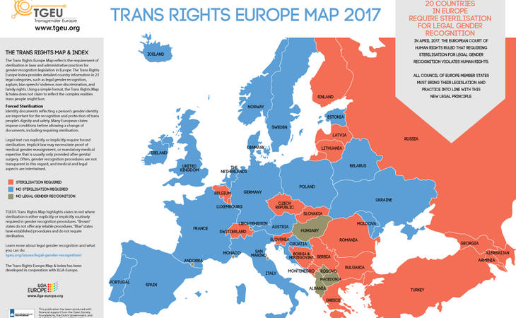 Veinte países europeos requieren esterilización a las personas trans
