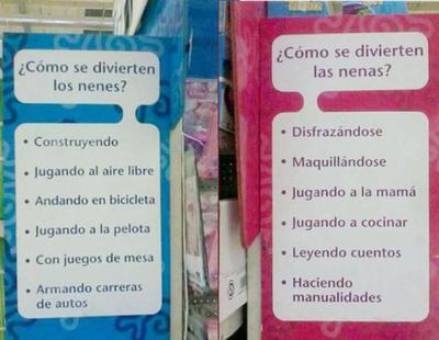 Críticas a un supermercado por un cartel sexista: "Ellos construyen, ellas se maquillan"