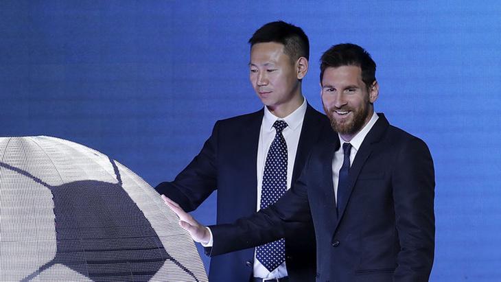 Leo Messi en la presentación del parque en China