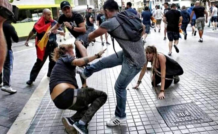 Agresiones durante la manifestación del 9 de octubre en Valencia