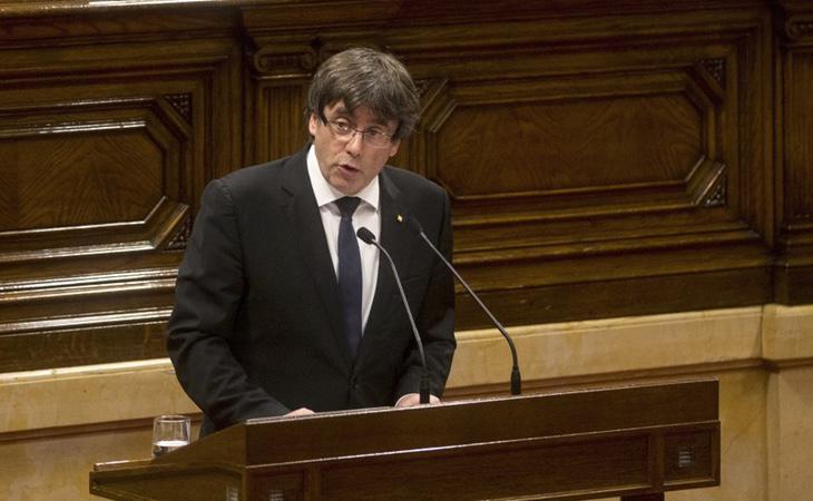 Carles Puigdemont durante su comparecencia en el Parlament