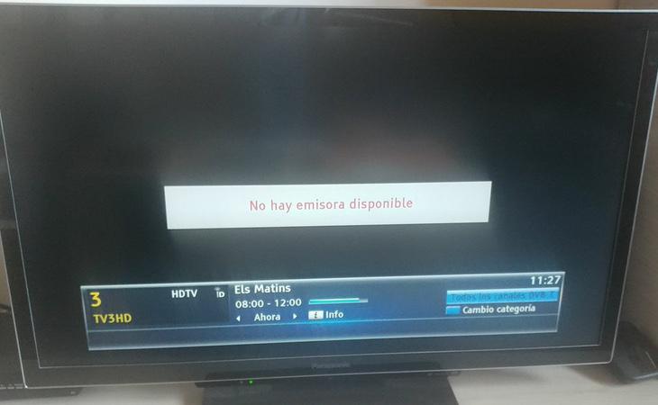 Imagen de TV3 sin emisión