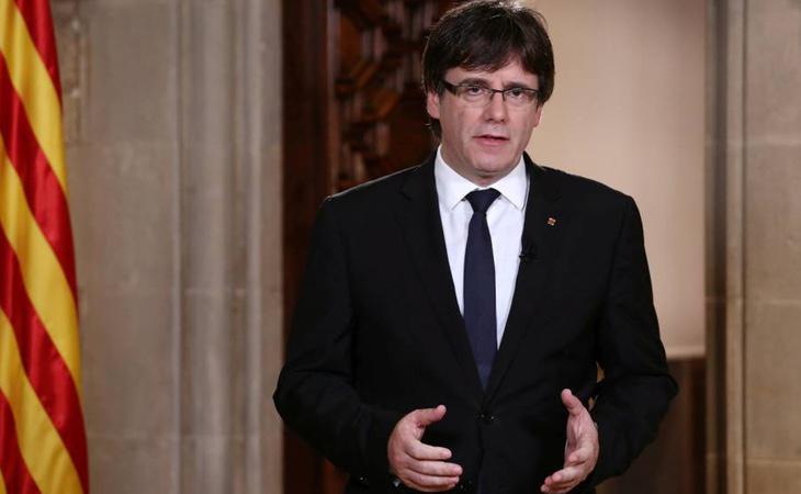 Puigdemont durante su comparecencia