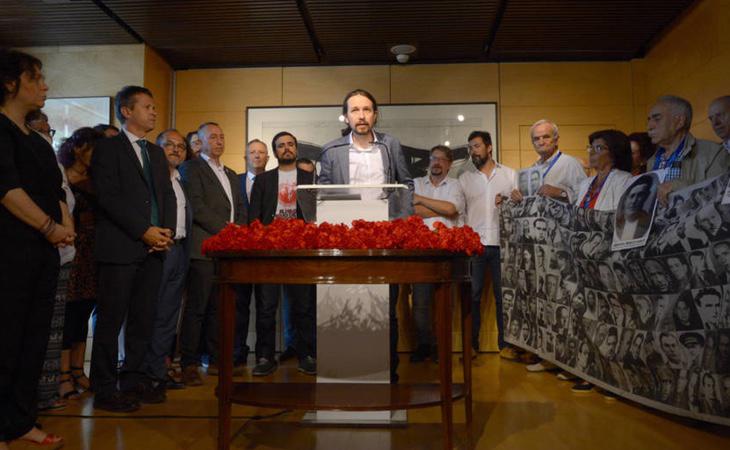 Pablo Iglesias en. un homenaje a las víctimas del franquismo