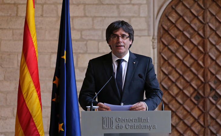 Carles Puigdemont durante su comparecencia para rechazar elecciones en Cataluña