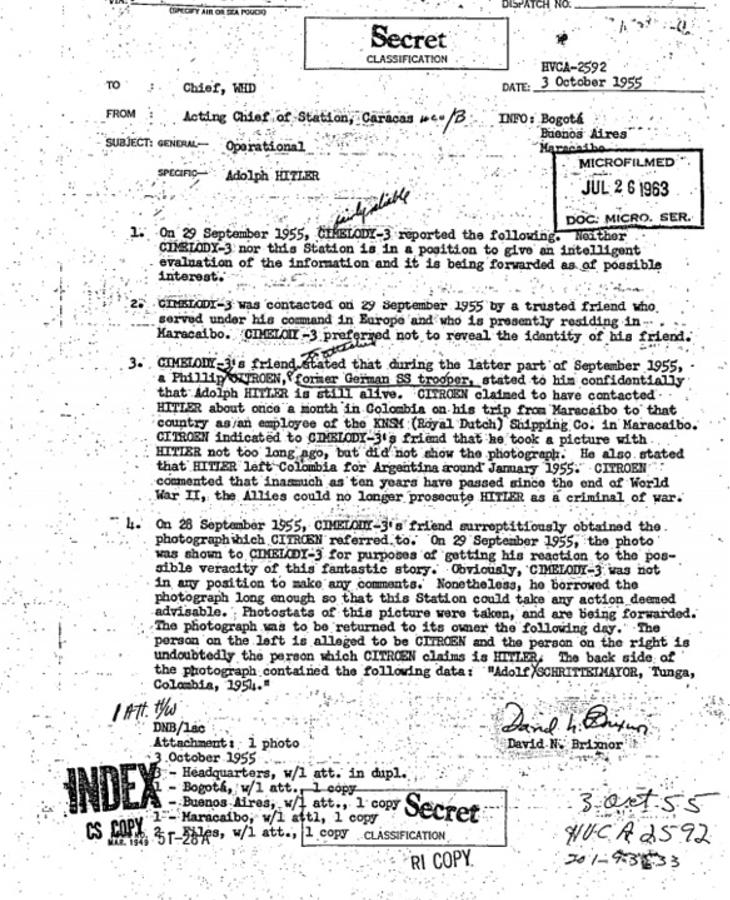 Documento desclasificado de la CIA
