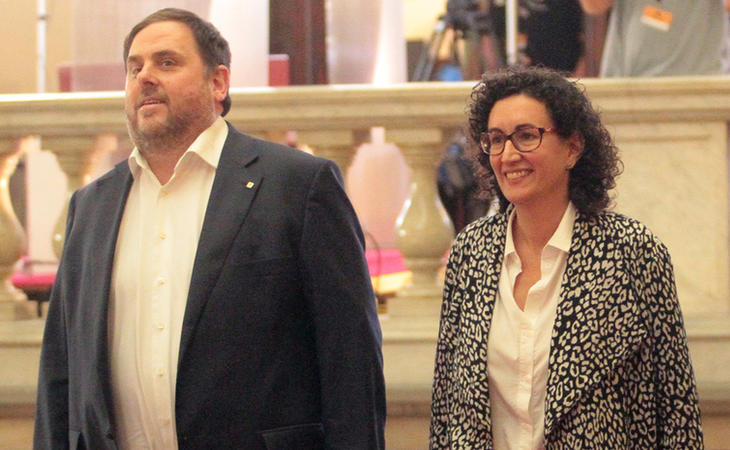 Oriol Junqueras y Marta Rovira en el Palacio de la Generalitat