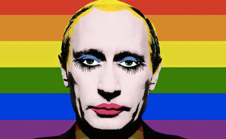 Putin ha prohibido cualquier tipo de propaganda homosexual, en especial una foto que se hizo viral de su cara maquillada sobre la bandera LGTBI