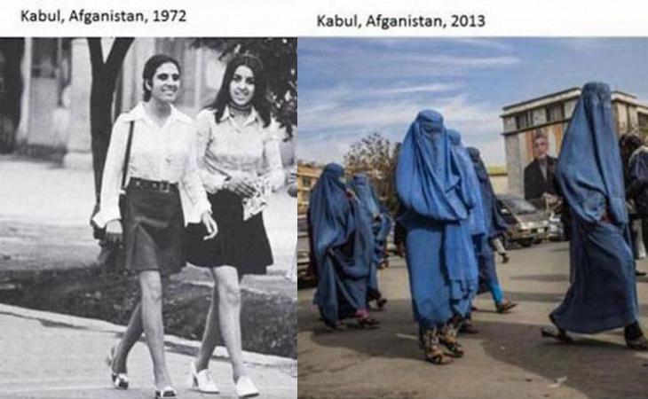 Mujeres afganas antes y después de la radicalización