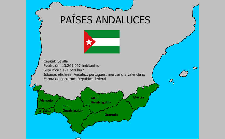 Así quedarían conformados los Países Andaluces (virtuales)