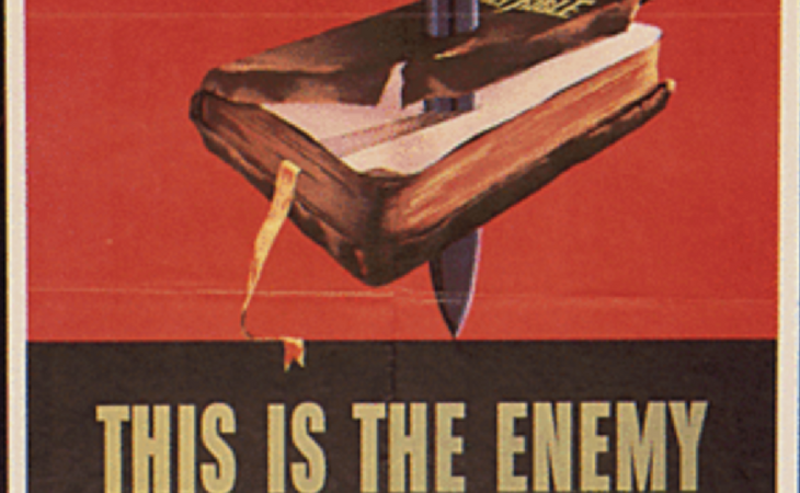 La Biblia es el enemigo. Un ejemplo de cartel propagandístico nazi