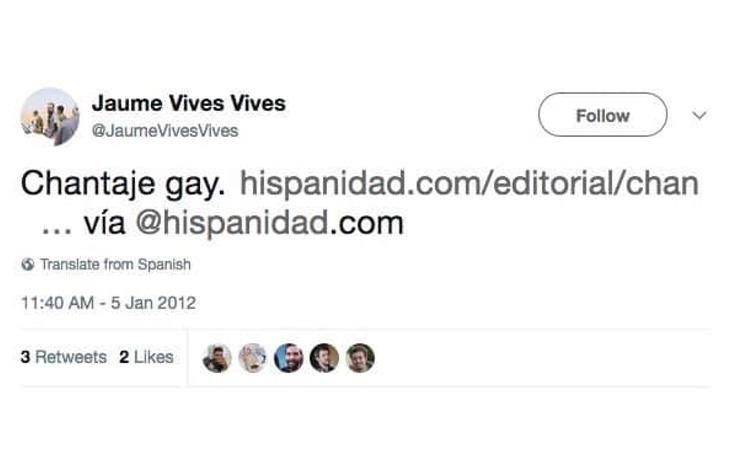 En este tweet, comparte un enlace a favor de las terapias de conversión