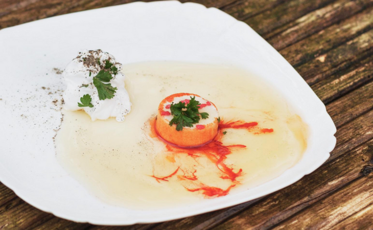 Uno de los platos del restaurante, con pastillas de lavadora