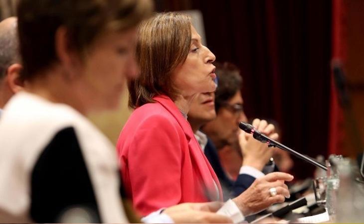 Forcadell, durante la proclamación de la DUI en el Parlament