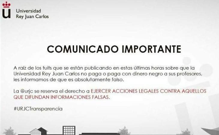 La URJC negó las acusaciones a través de un comunicado