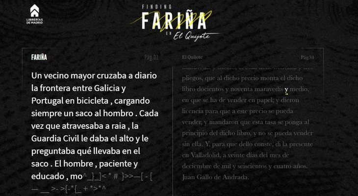 La herramienta digital extrae de 'El Quijote' las palabras que conforman 'Fariña'