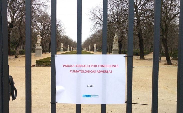 El Retiro ha cerrado sus puertas estos días por el tiempo atmosférico