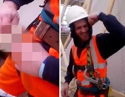 Clava su pene en una viga de madera para ganar una dolorosa apuesta