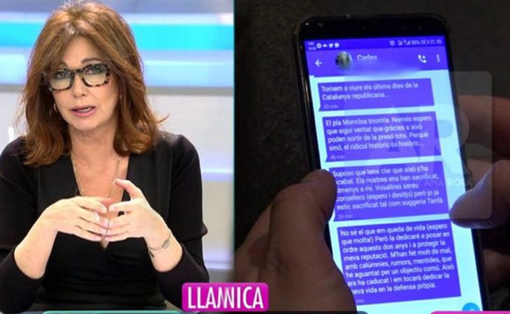 'El programa de Ana Rosa' emitió los mensajes de Puigdemont a Comín