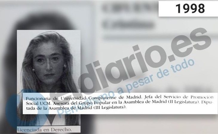 La biografía de Cifuentes en la IV Legislatura, de 1998