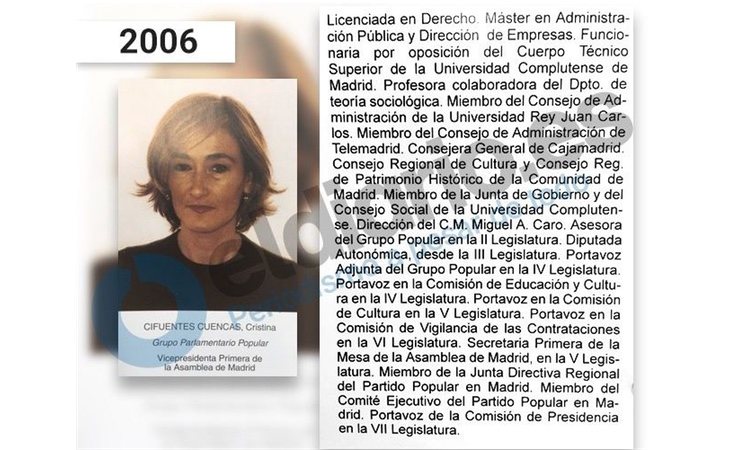 En 2006, Cifuentes unió los dos posgrados que supuestamente cursó en uno solo