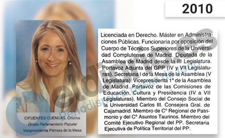 El de 2010 es el último libro hasta la fecha en el que aparece Cifuentes