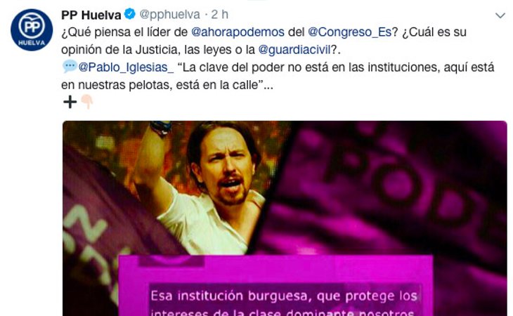 El PP de Huelva se hace eco del bulo