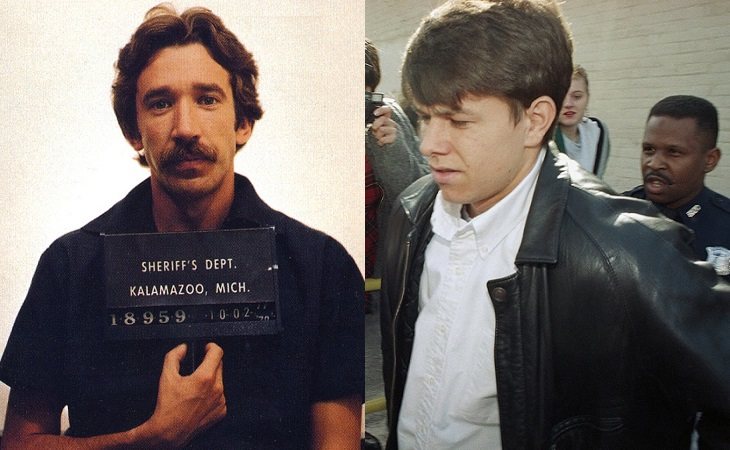 Instantáneas de las detenciones de Tim Allen en 1978, y de Mark Walhberg en 1993