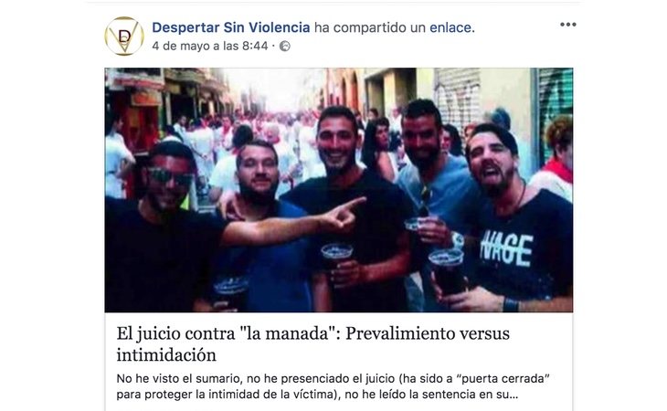 Perfil de Facebook de 'Despertar sin Violencia'