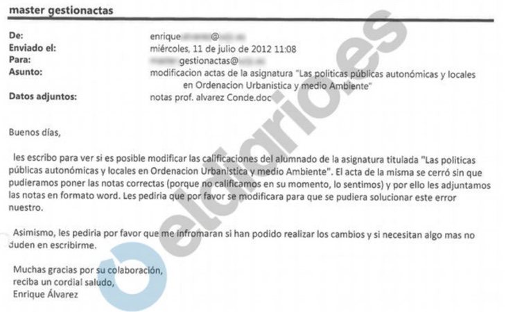 Acta de notas de la profesora de Susana Galera obtenida por eldiario.es