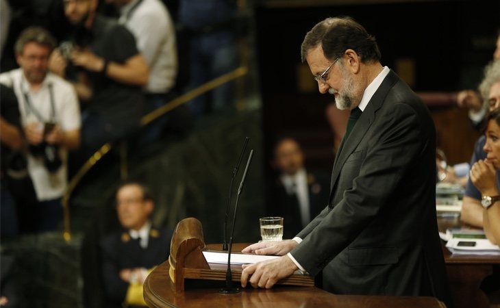 Rajoy durante su último discurso como presidente del Gobierno