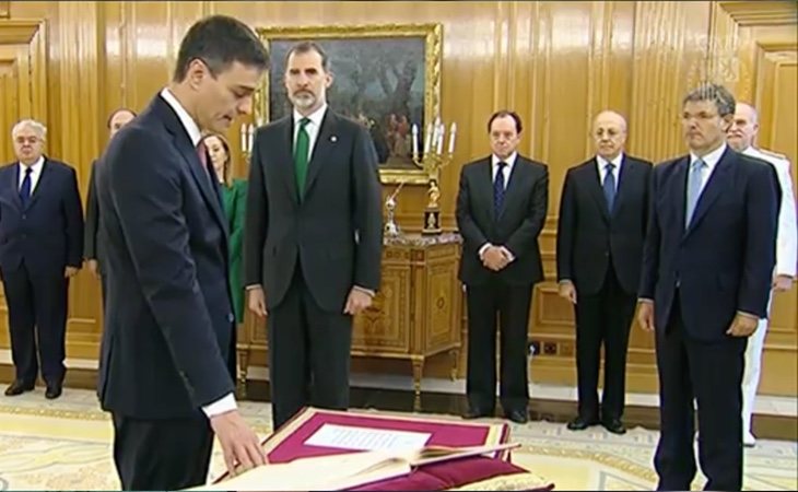 Pedro Sánchez durante la toma de posesión como presidente del Gobierno