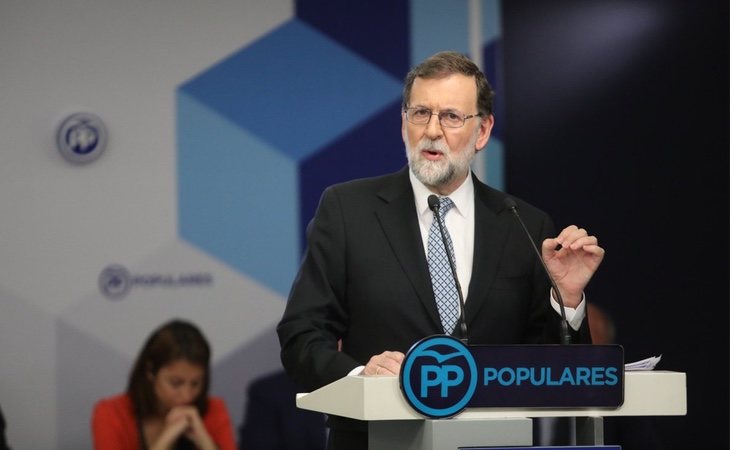 Mariano Rajoy, durante la rueda de prensa en la que ha presentado su dimisión