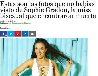 Publican "las fotos más sexys" de la miss Sophie Gradon aprovechando su reciente muerte