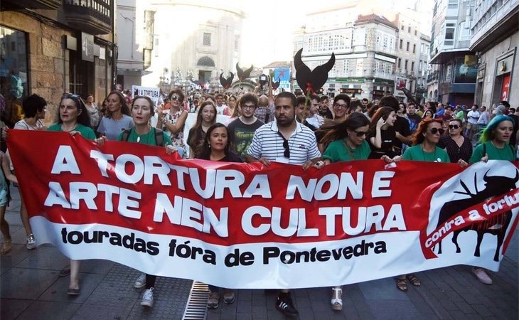 Manifestación antitaurina en Pontevedra, Touradas fóra de Pontevedra