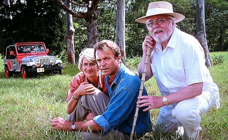 Laura Dern, Sam Neill y Richard Attenborough en 'Parque Jurásico'