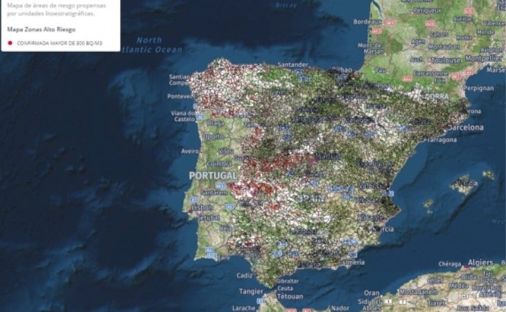 Mapa de gas radón en España