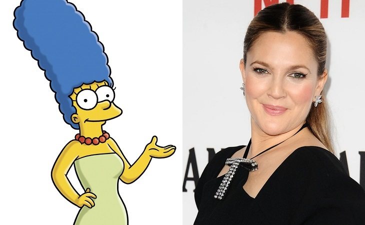 Marge Simpson y Drew Barrymore